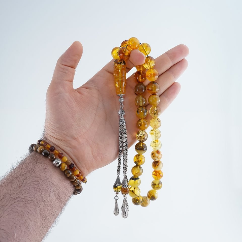 Gümüş Püsküllü Litvanya Damla Kehribar