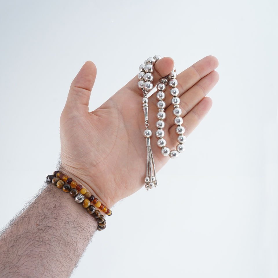 925 Ayar Küre Kesim Full Gümüş Tesbih