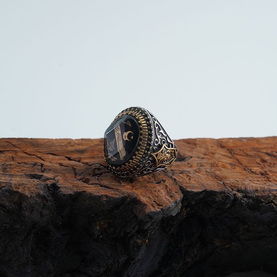 Osmanlı Motifli 925 Ayar Gümüş Erkek Yüzük