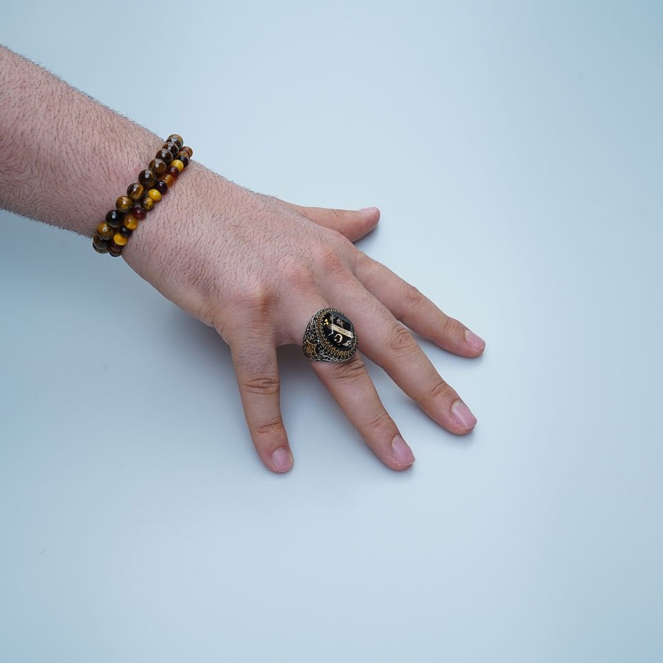 Osmanlı Motifli 925 Ayar Gümüş Erkek Yüzük