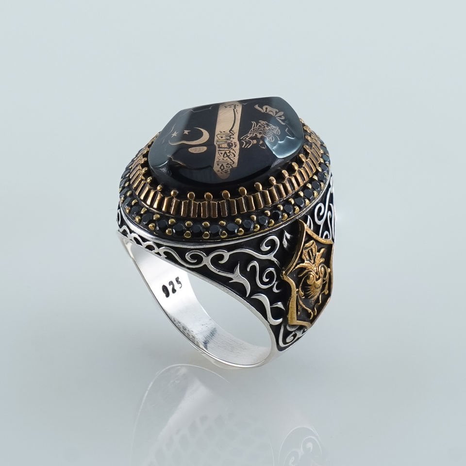 Osmanlı Motifli 925 Ayar Gümüş Erkek Yüzük