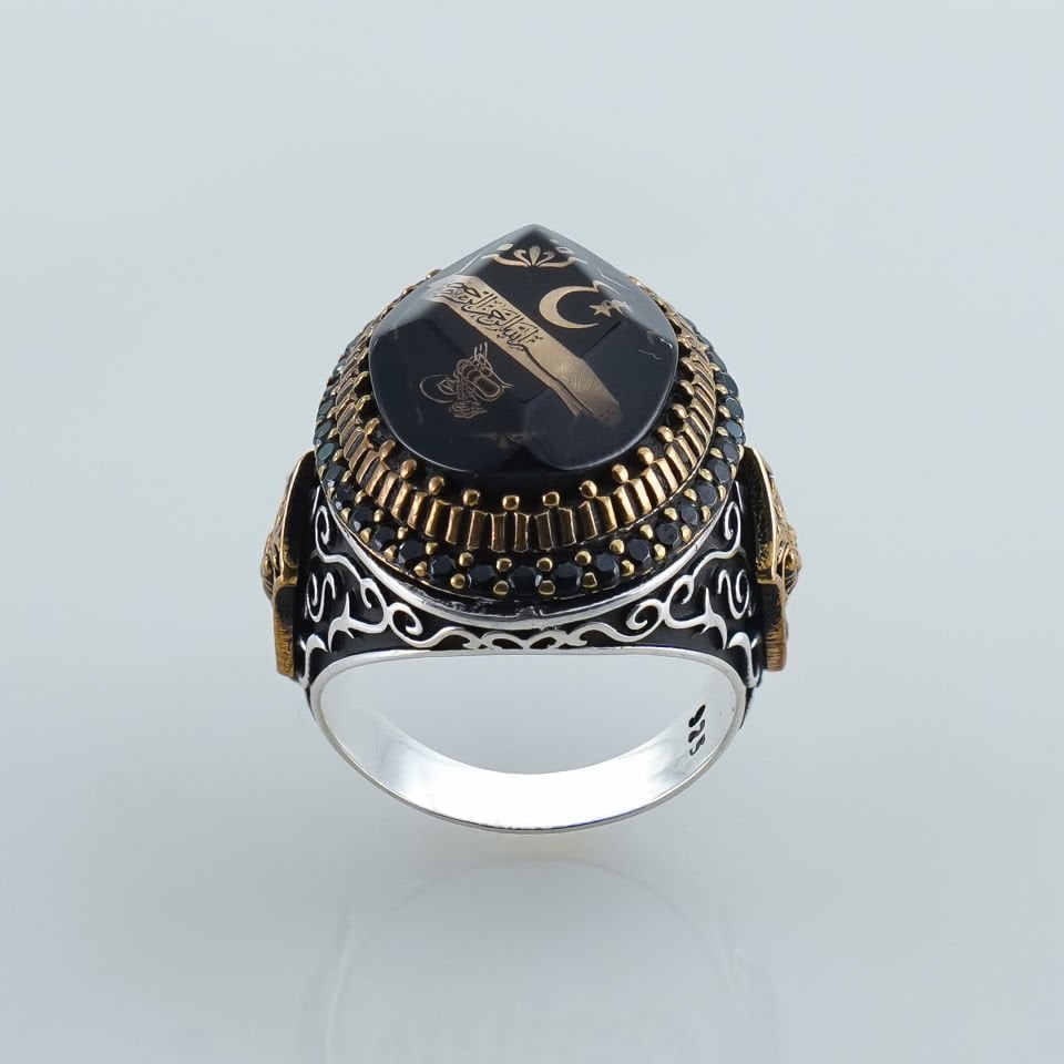 Osmanlı Motifli 925 Ayar Gümüş Erkek Yüzük