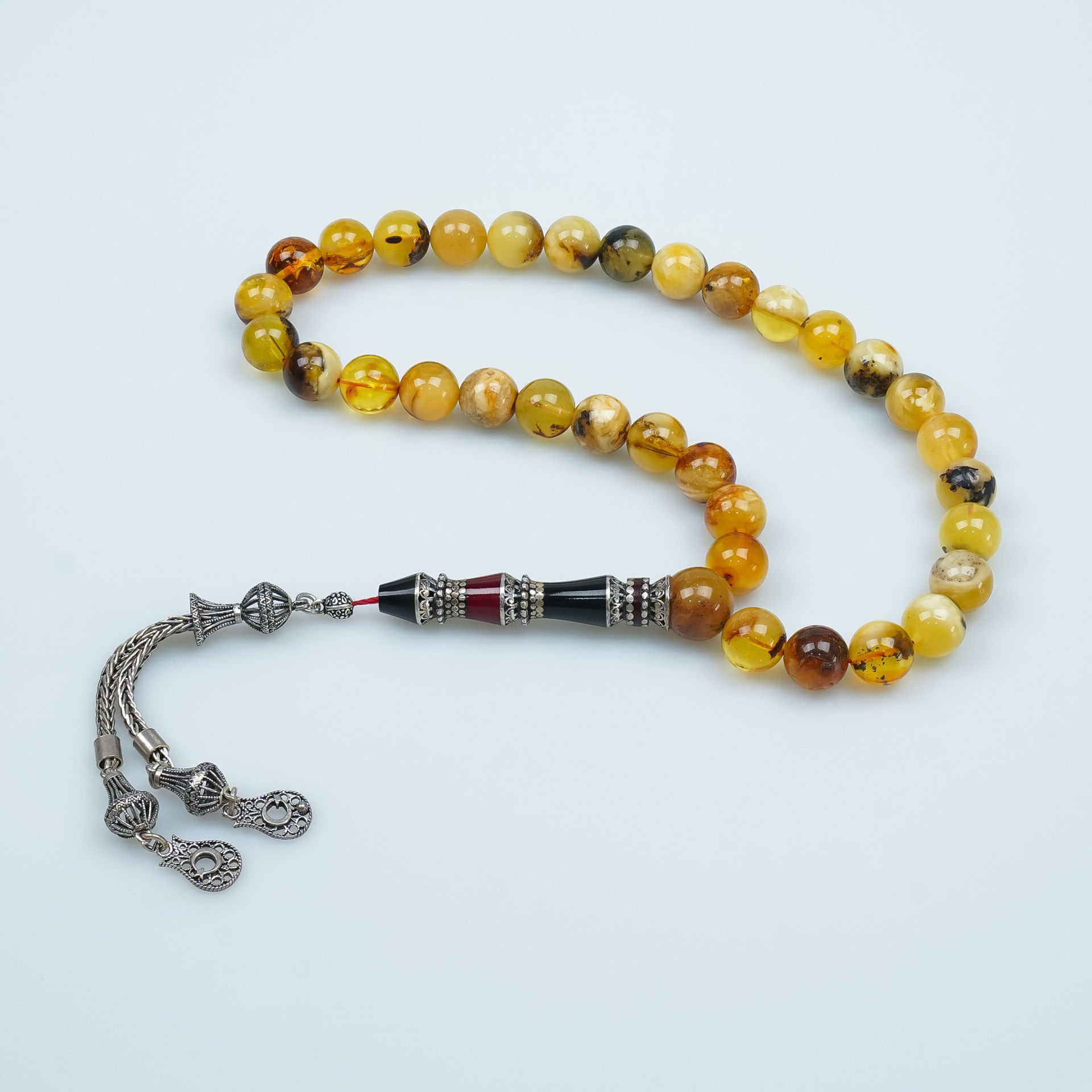 Gümüş Nakkaş Küre Kesim Kaya Damla Tesbih