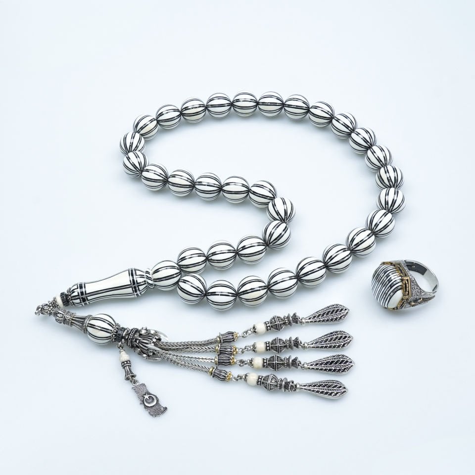 Fildişi Gümüş Çakımlı Özel Premium Tasarım Tesbih