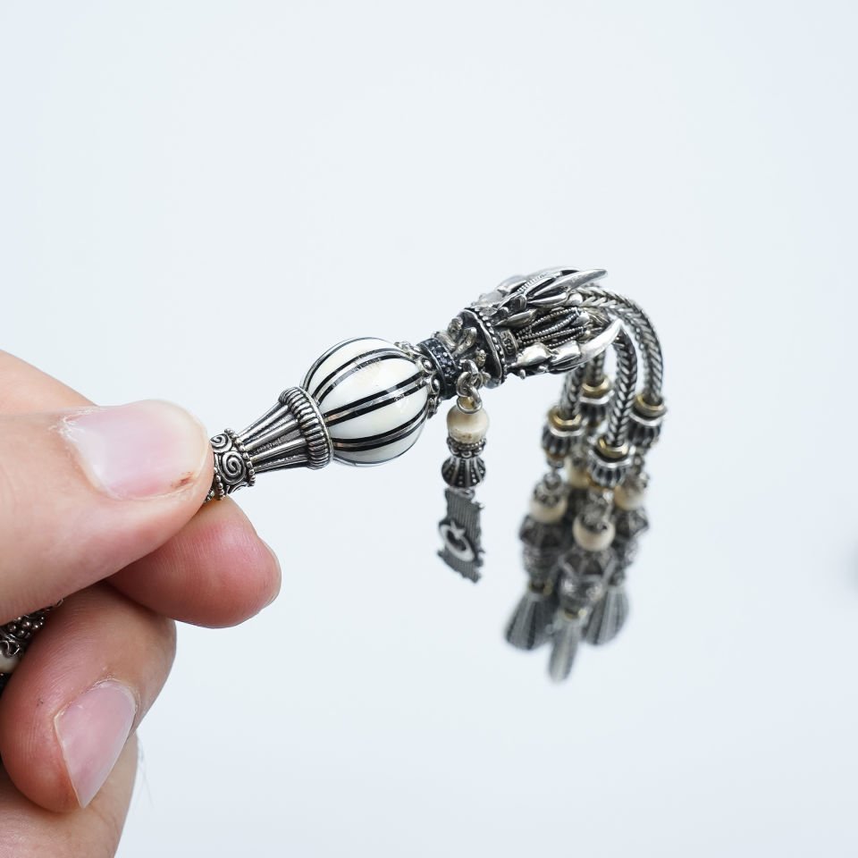 Fildişi Gümüş Çakımlı Özel Premium Tasarım Tesbih