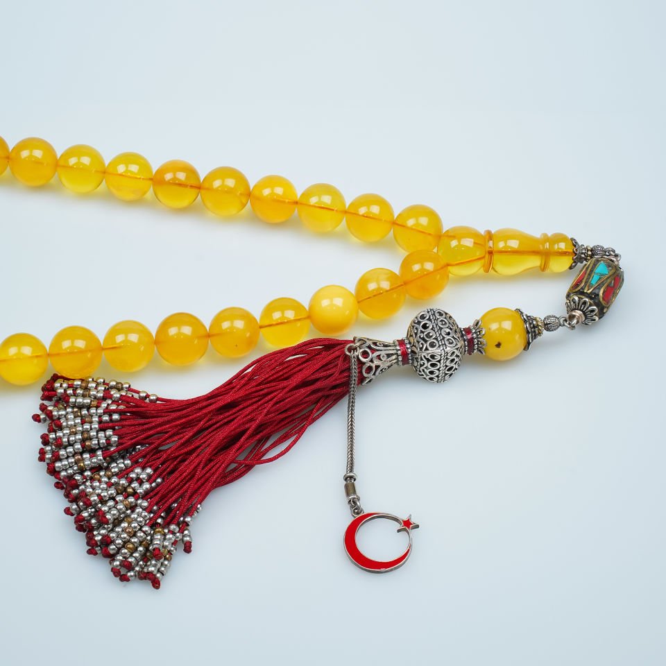 Özel Üretim Zaza Modelli Damla Kehribar Tesbih