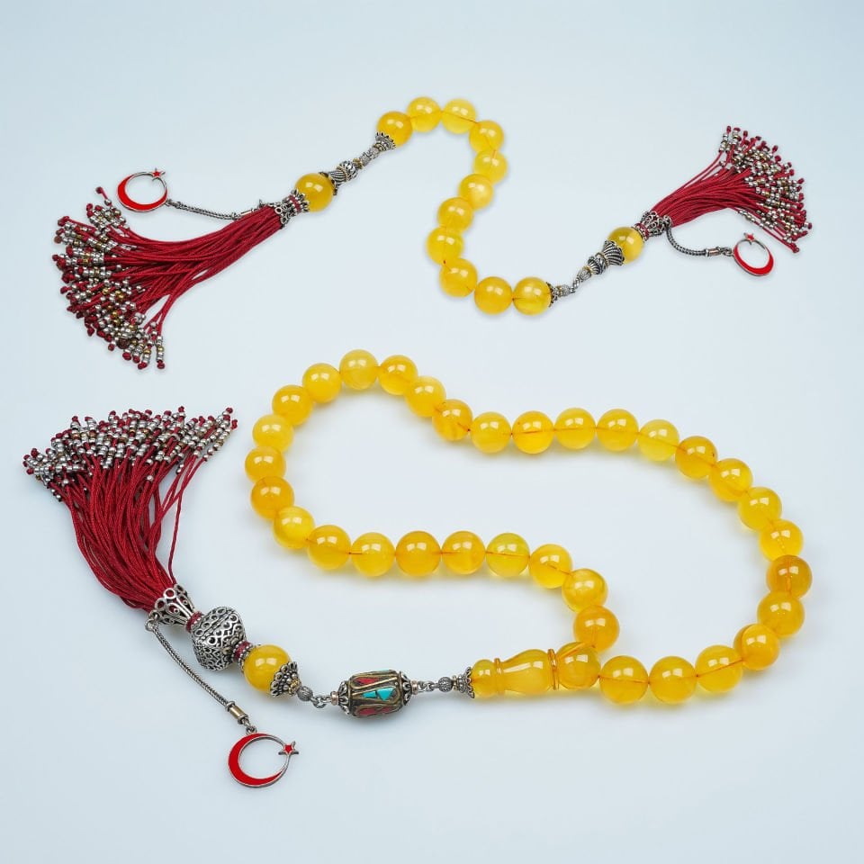 Özel Üretim Zaza Modelli Damla Kehribar Tesbih