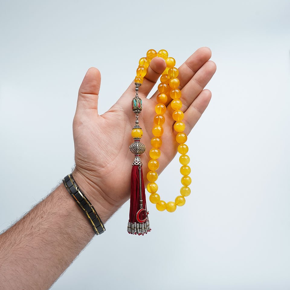 Özel Üretim Zaza Modelli Damla Kehribar Tesbih