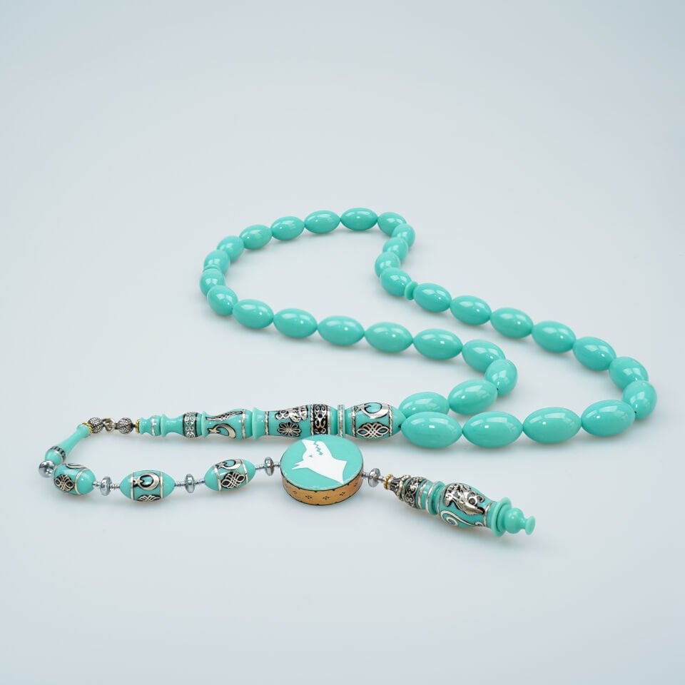 Eski Katalin Tesbih Bozkurt Motifli Gümüş Çakım İmameli