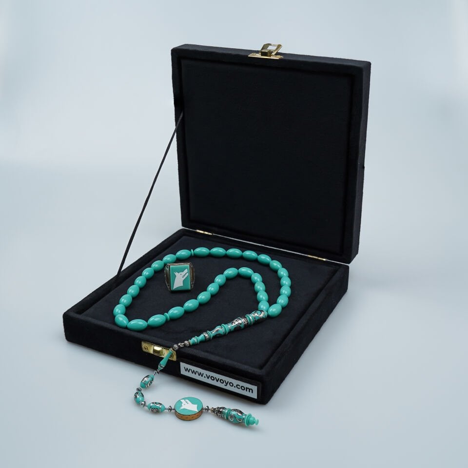 Eski Katalin Tesbih Bozkurt Motifli Gümüş Çakım İmameli