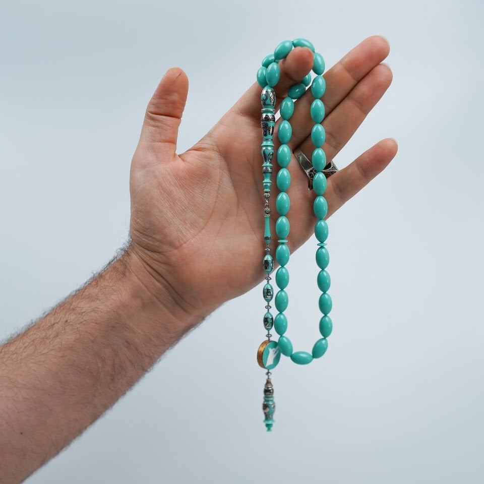 Eski Katalin Tesbih Bozkurt Motifli Gümüş Çakım İmameli