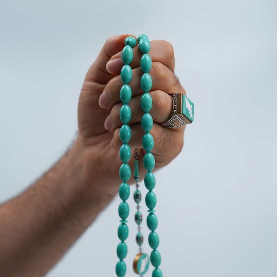 Eski Katalin Tesbih Bozkurt Motifli Gümüş Çakım İmameli