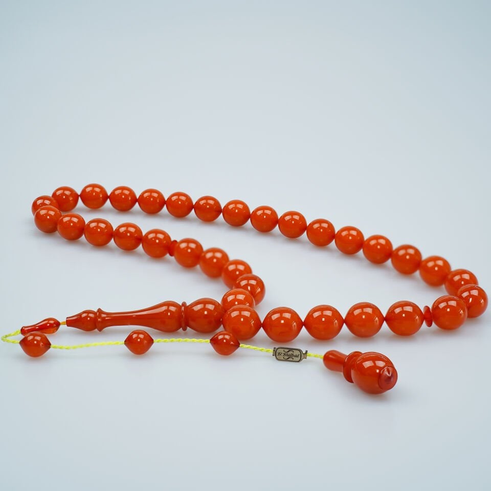 Usta Bahri Bülbül İşçilikli Sistemli Sıkma Kehribar Tesbih