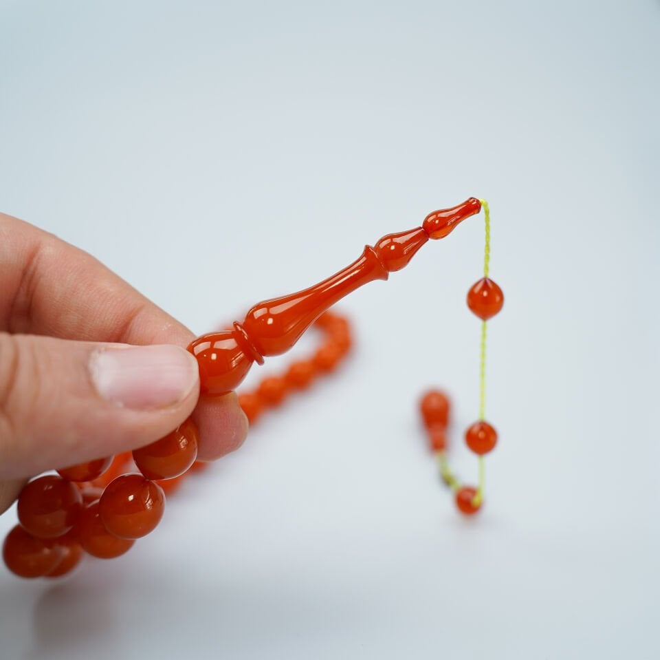 Usta Bahri Bülbül İşçilikli Sistemli Sıkma Kehribar Tesbih