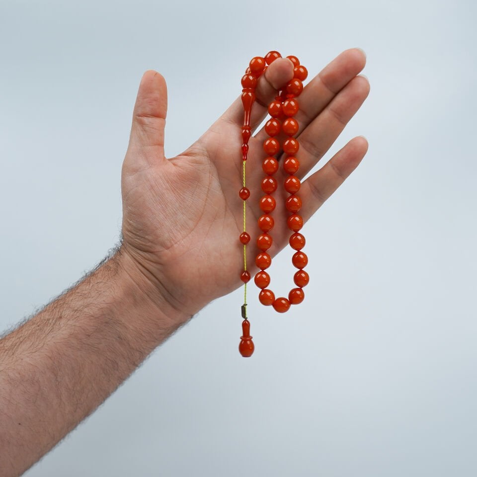 Usta Bahri Bülbül İşçilikli Sistemli Sıkma Kehribar Tesbih