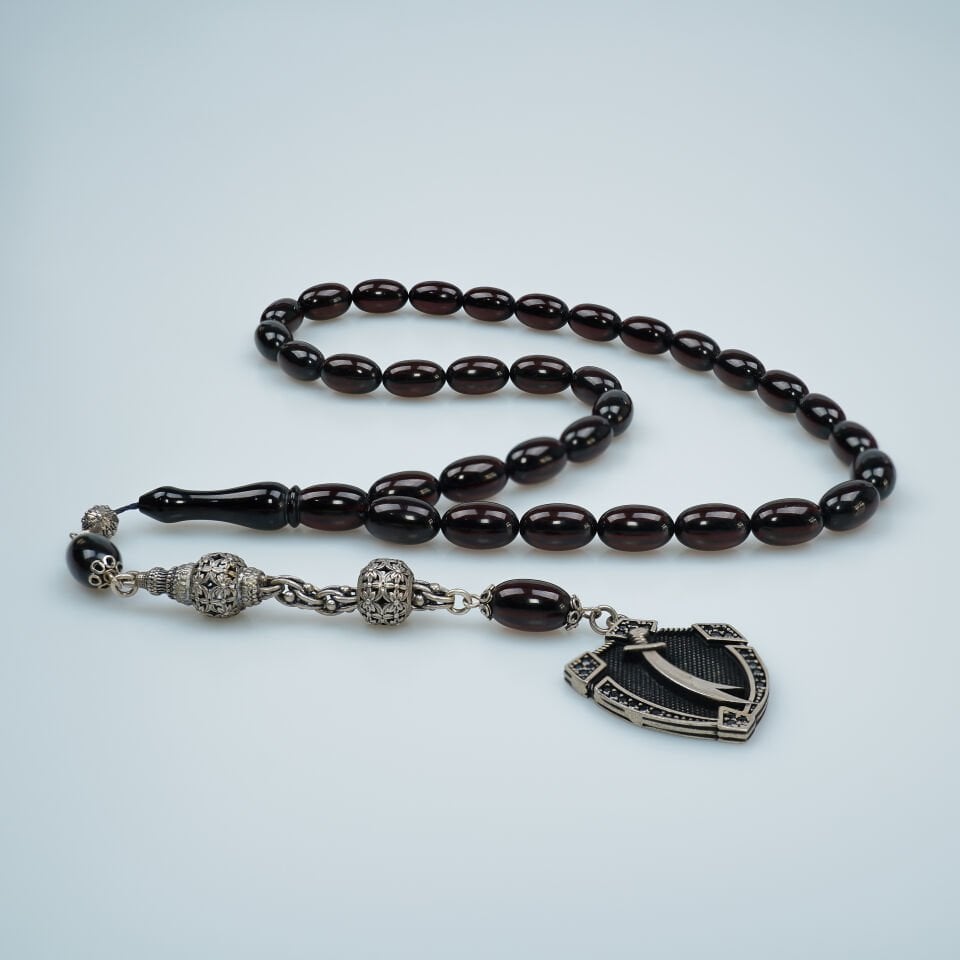 Zülfikar Gümüş Püsküllü Kapsül Kesim Ateş Kehribar Tesbih