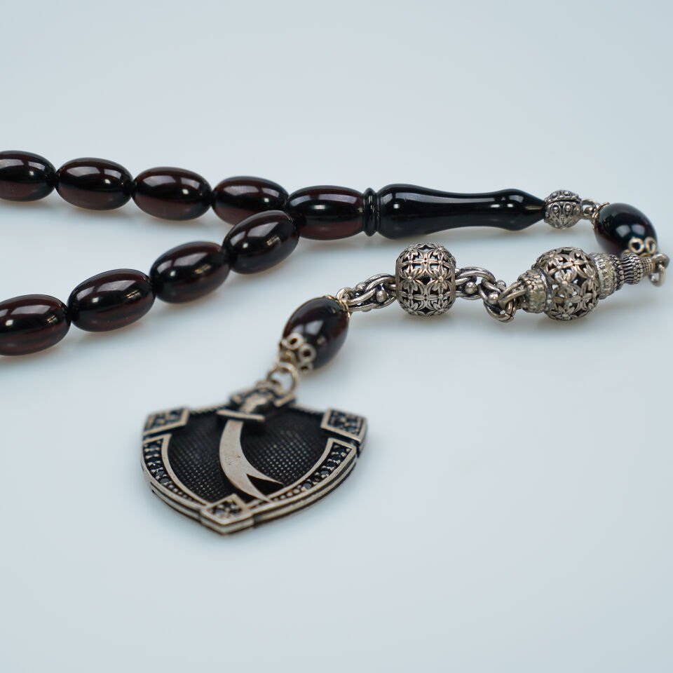 Zülfikar Gümüş Püsküllü Kapsül Kesim Ateş Kehribar Tesbih