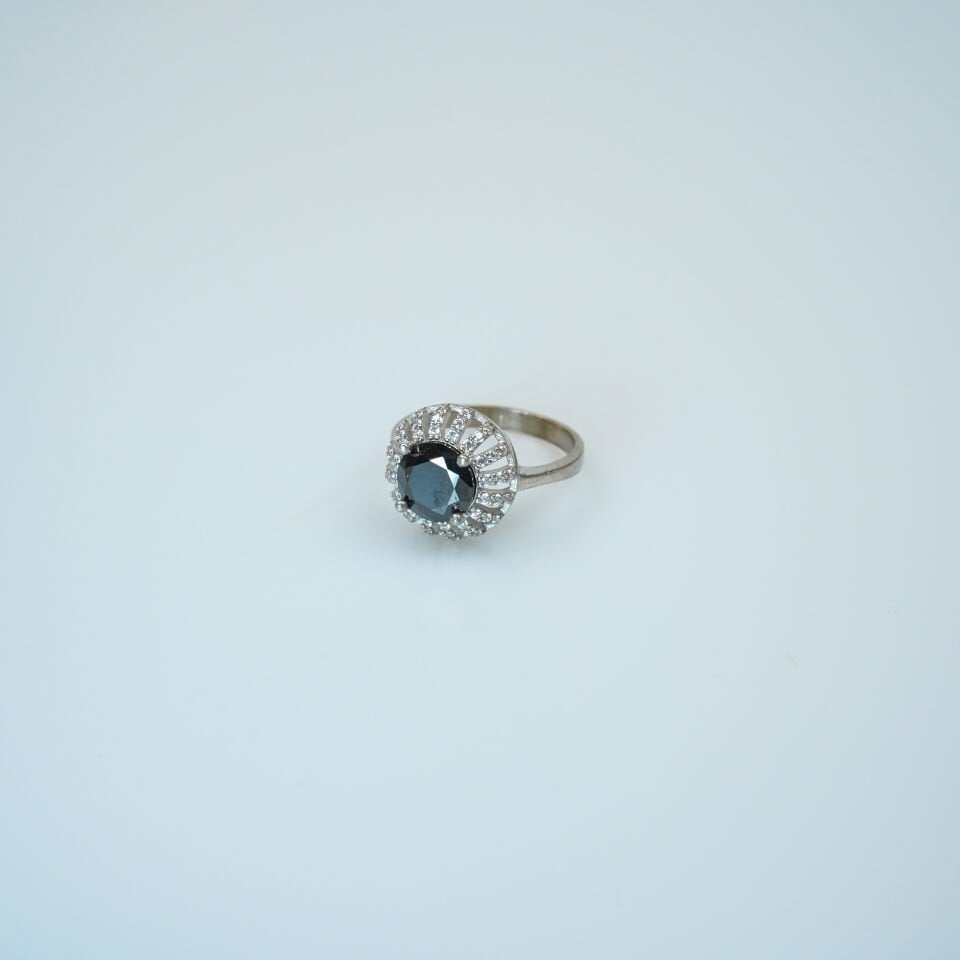 Spinel Taşlı & Zirkon Detaylı 925 Ayar Gümüş Kadın Yüzük