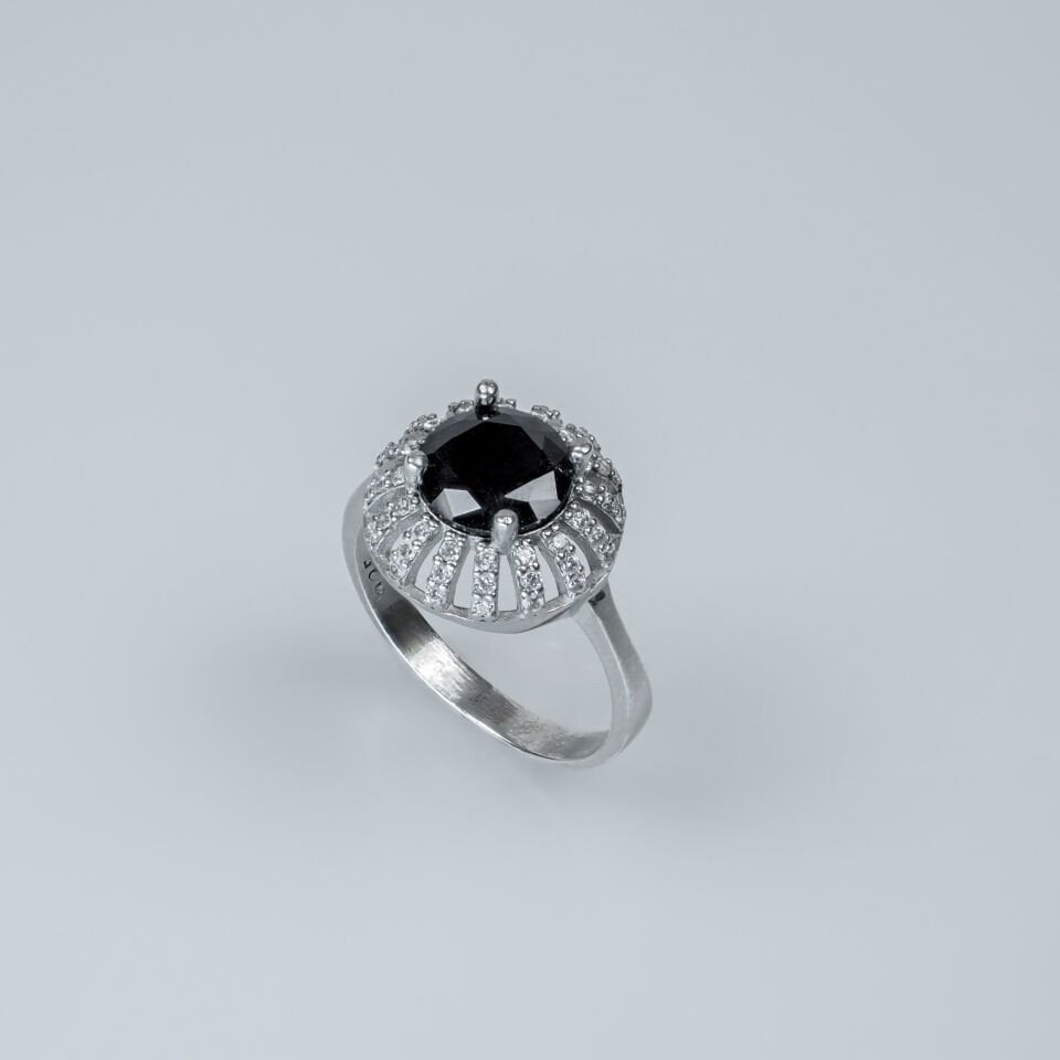 Spinel Taşlı & Zirkon Detaylı 925 Ayar Gümüş Kadın Yüzük