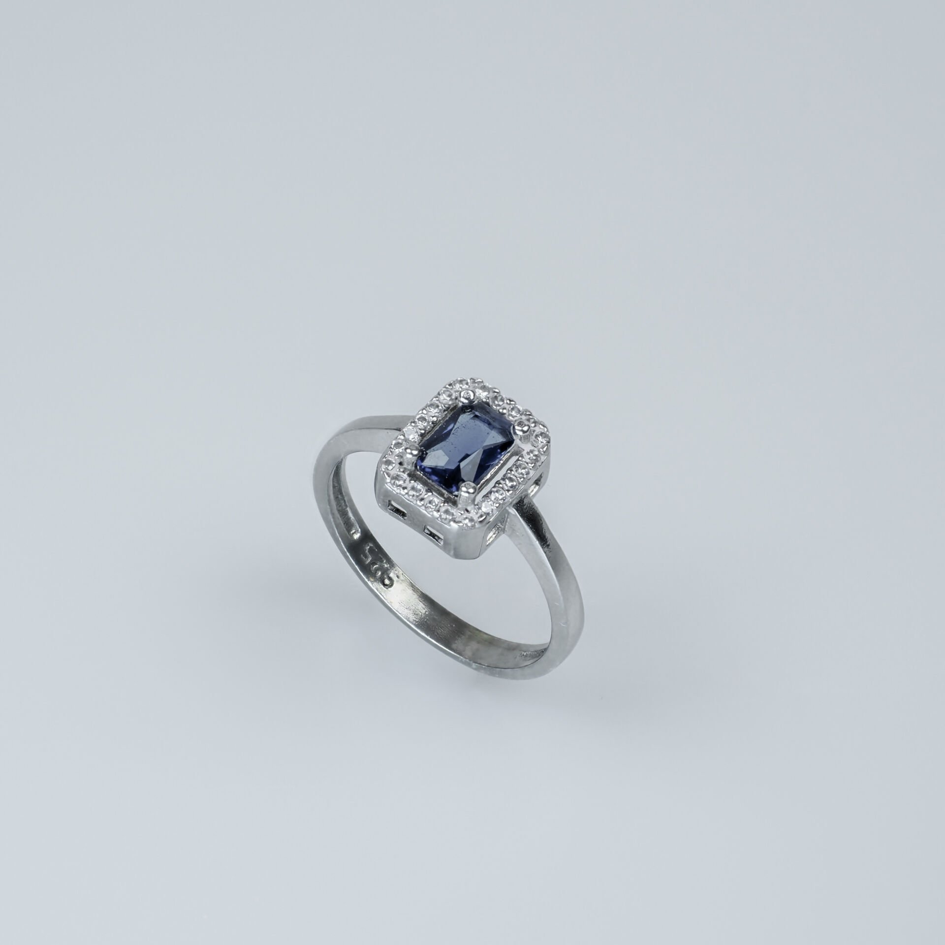 Safir Renk 925 Ayar Baget Gümüş Yüzük