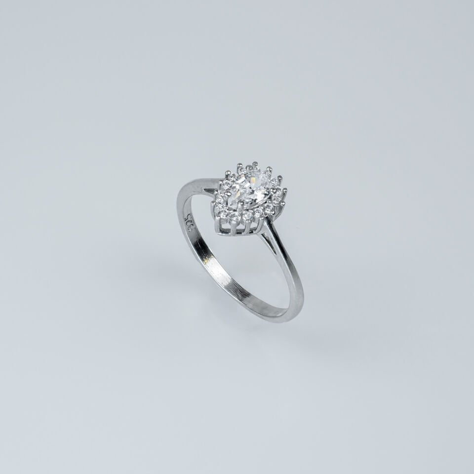 Çiçek Tacı Detaylı Mekik Kesim 925 Ayar Kadın Gümüş Yüzük