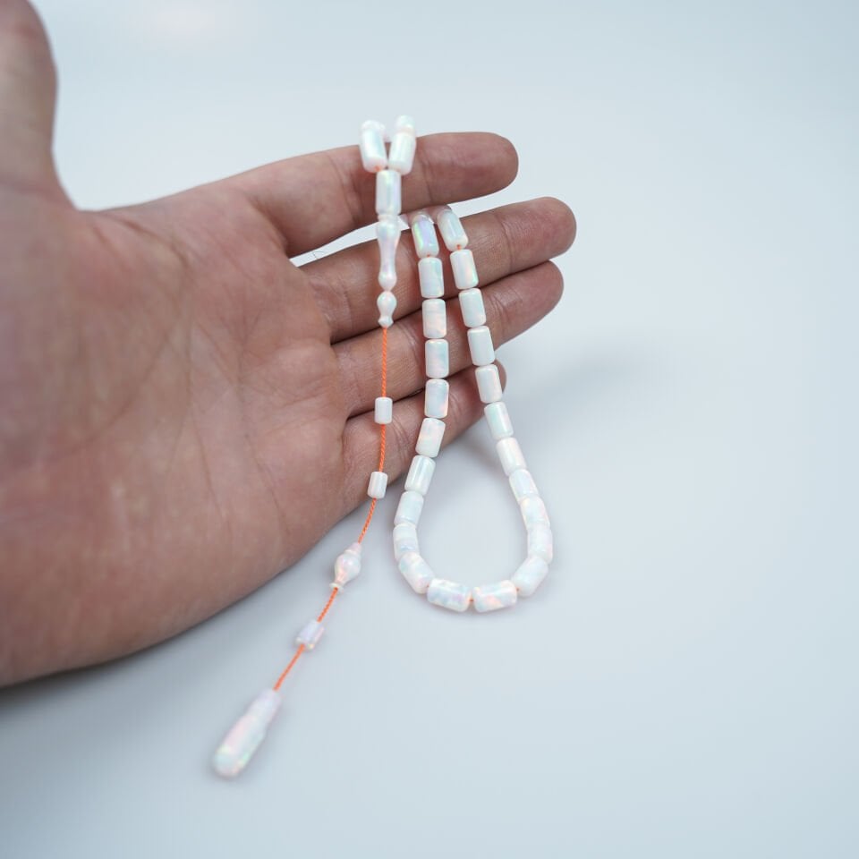 Hareli Beyaz Opal Taşlı Özel Tasarım Tesbih