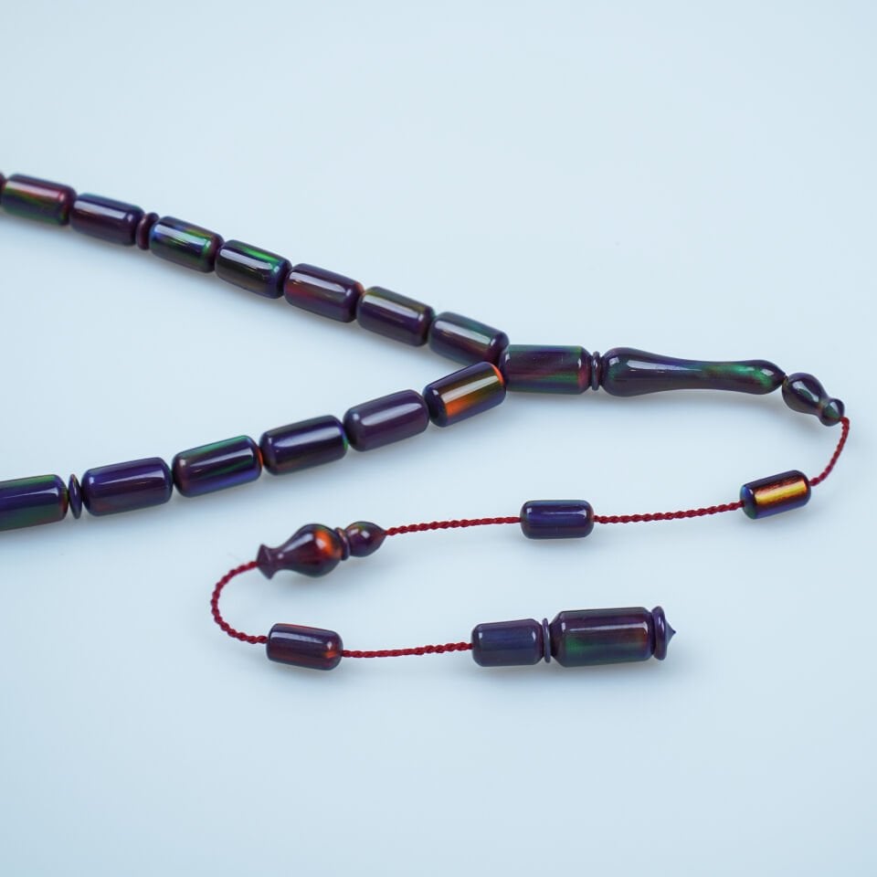 Hareli Sentetik Opal Kapsül Kesim Tesbih