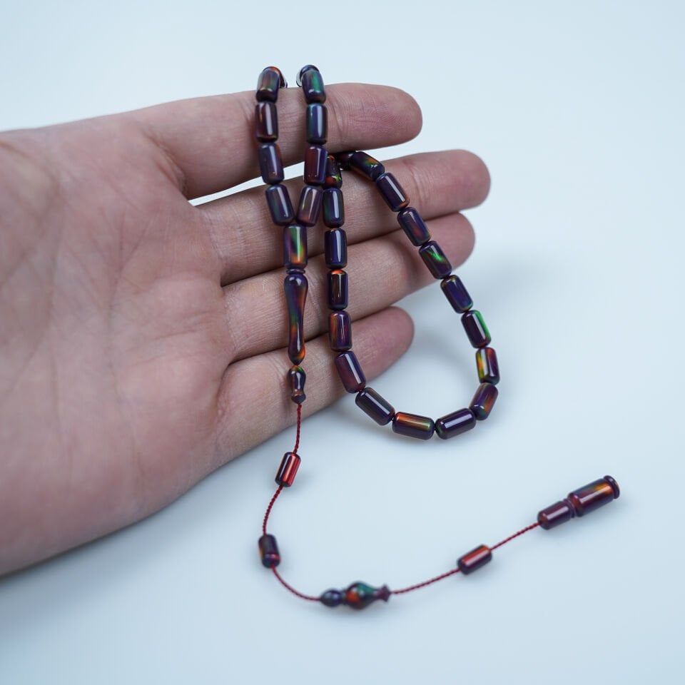 Hareli Sentetik Opal Kapsül Kesim Tesbih