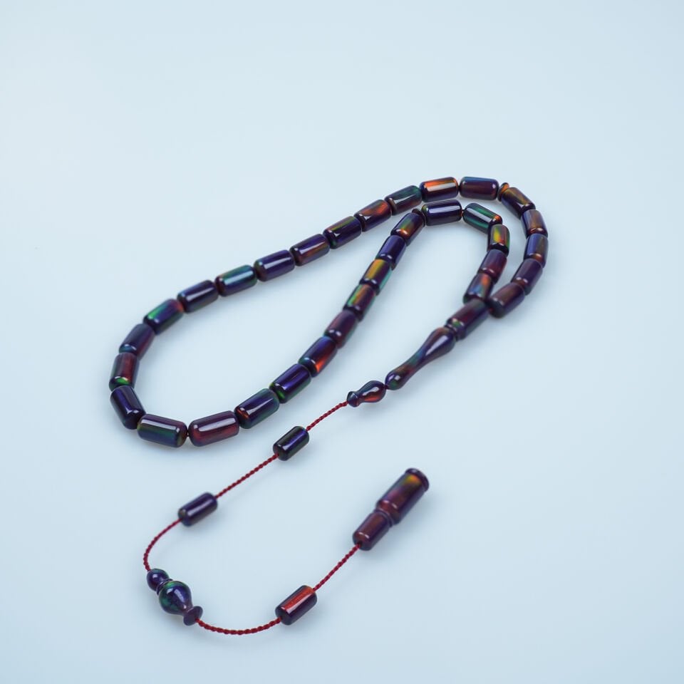 Hareli Sentetik Opal Kapsül Kesim Tesbih