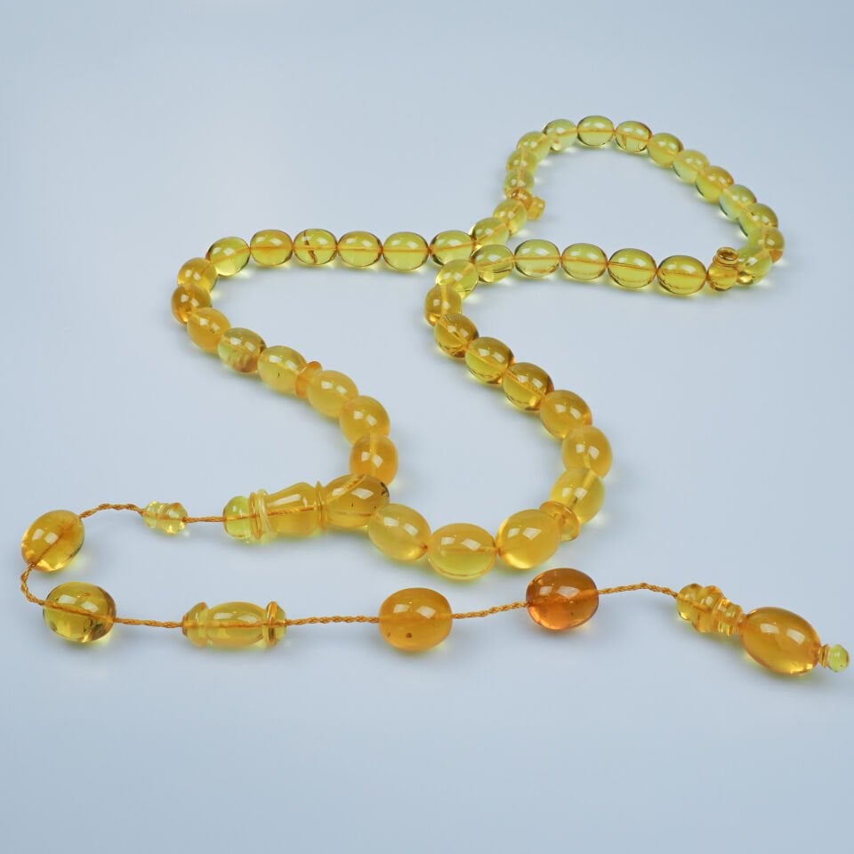 Damla Kehribar Beyzi Kesim Koleksiyon Tesbih