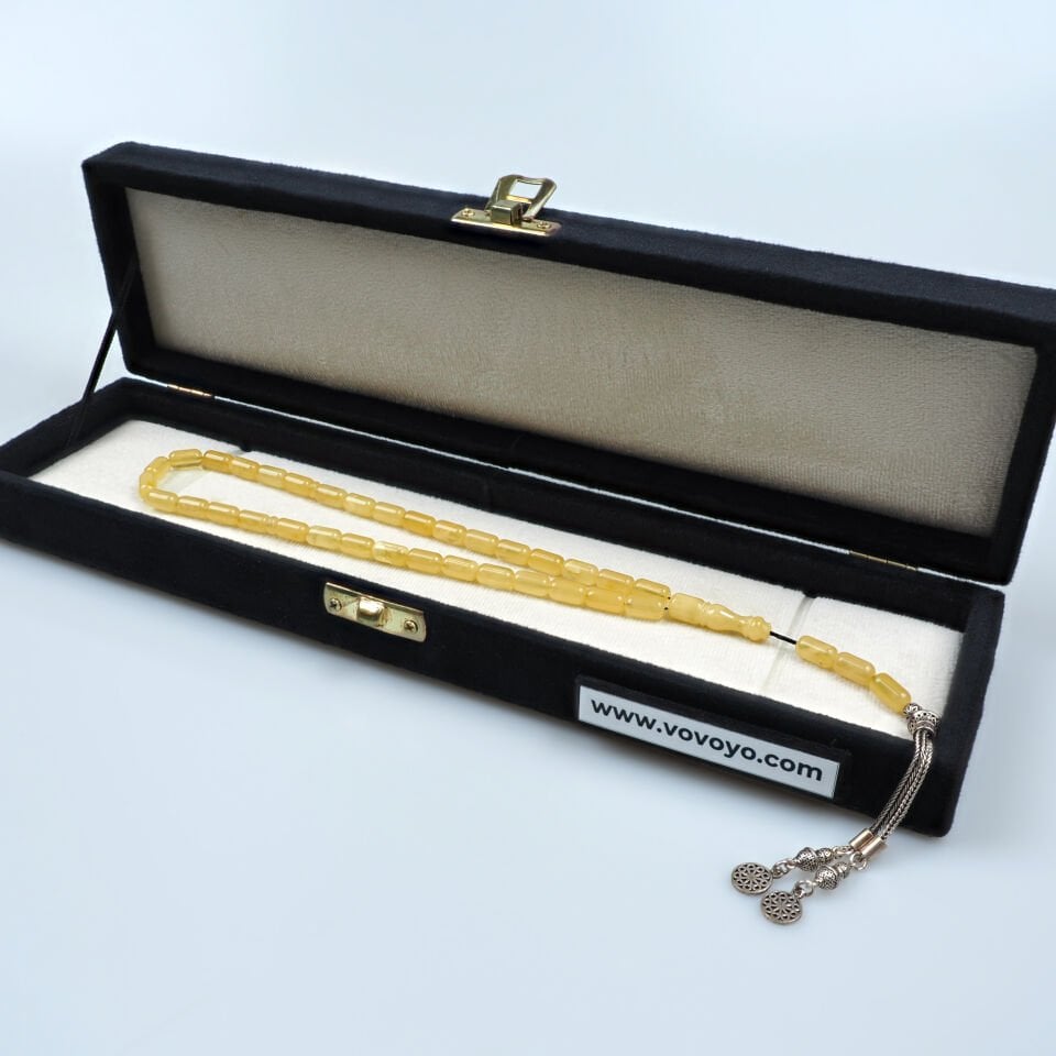 Yurt Dışı İşçilik Damla Kehribar Tesbih 5.5x10 mm Kapsül Kesim